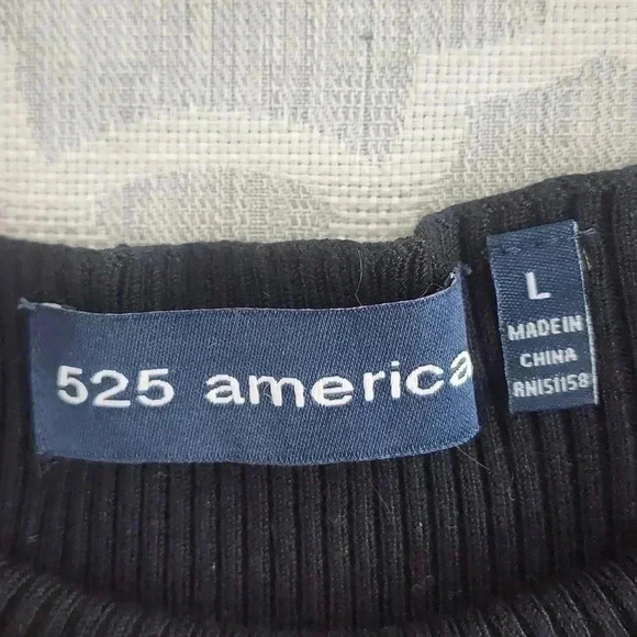 NWT 525 America Off Shoulder Ribbed Mini Sweater Dress Black L - Picture 9 of 11